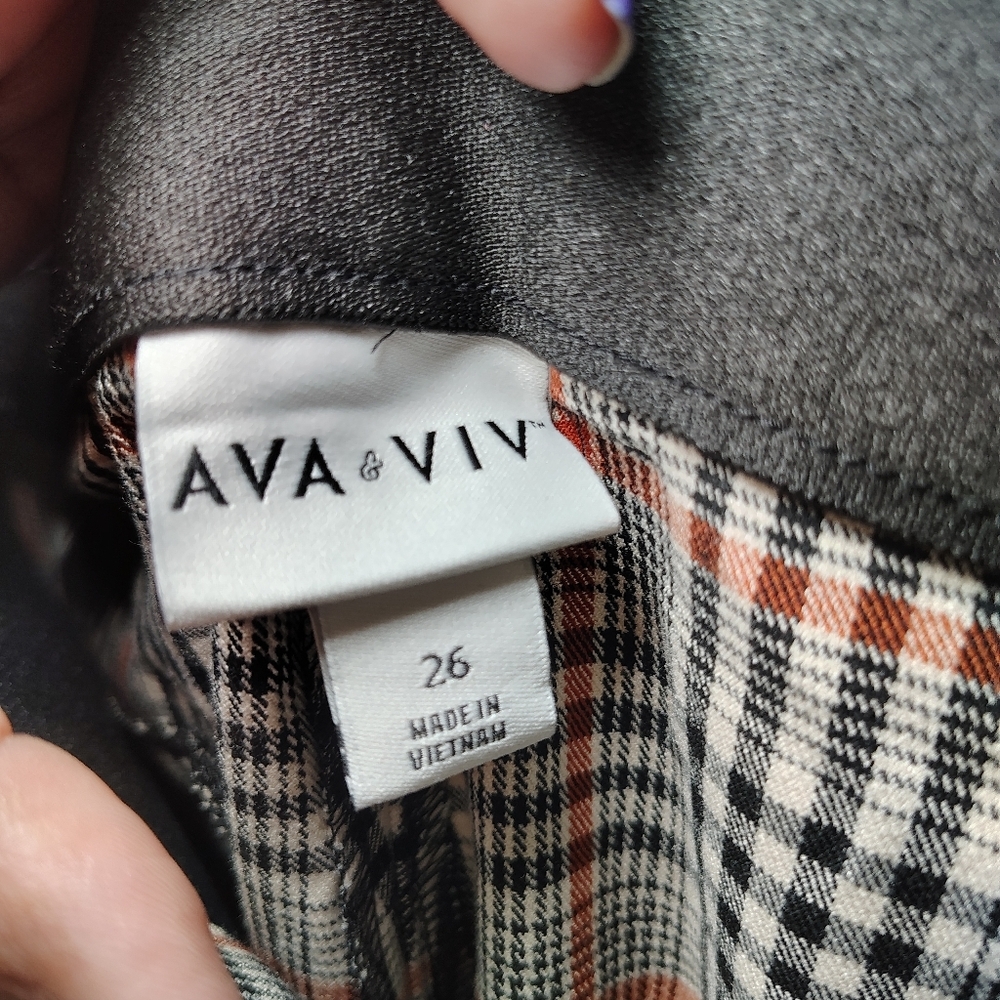 Ava & Viv High Rise Plaid Ankle Pants 26W NWT Plus Size Stretch Work Trousers - Picture 9 of 12